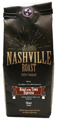 Nashville Roast Coffee Company Roast Of The Town Expresso,Whole Bean,12Oz Bag