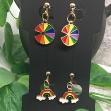 4 PC Matching Clip-on Non Pierced Earrings Set Gold-Tone New Free Ship 8663