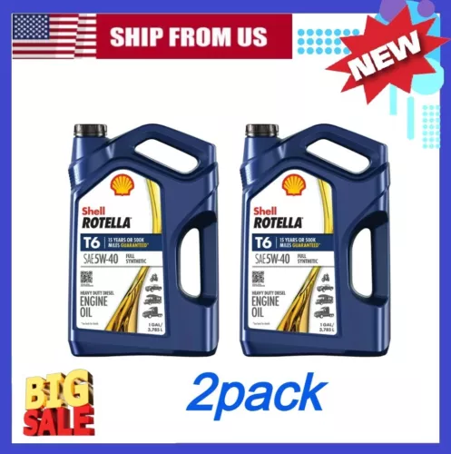 Shell Rotella T6 Full Synthetic 5W-40 Diesel Engine Oil, 1 Gallon ( 2 pack) - Bild 1 von 10