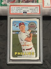 2018 Topps Heritage RC Rhys Hoskins autograph Real One Red Ink auto /69 PSA 10