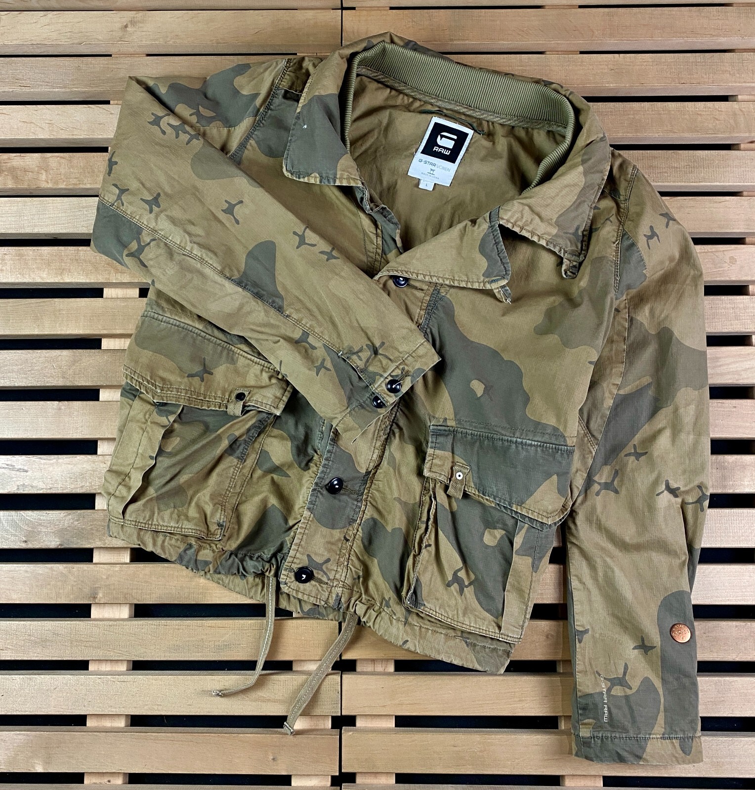 Women's Cargo Military Camo Bomber Jacket G-Star Raw Size L