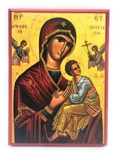 Wooden Orthodox Christian Icon Theotokos Formidable Protection (5.5" x 7.5")