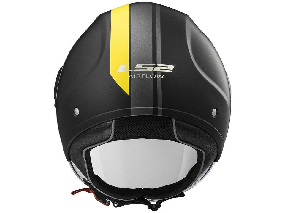 LS2 Jet Helmet OF562 Airflow Metropolis Black Yellow Matte Motorcycle From Hptt - Image 2 of 4