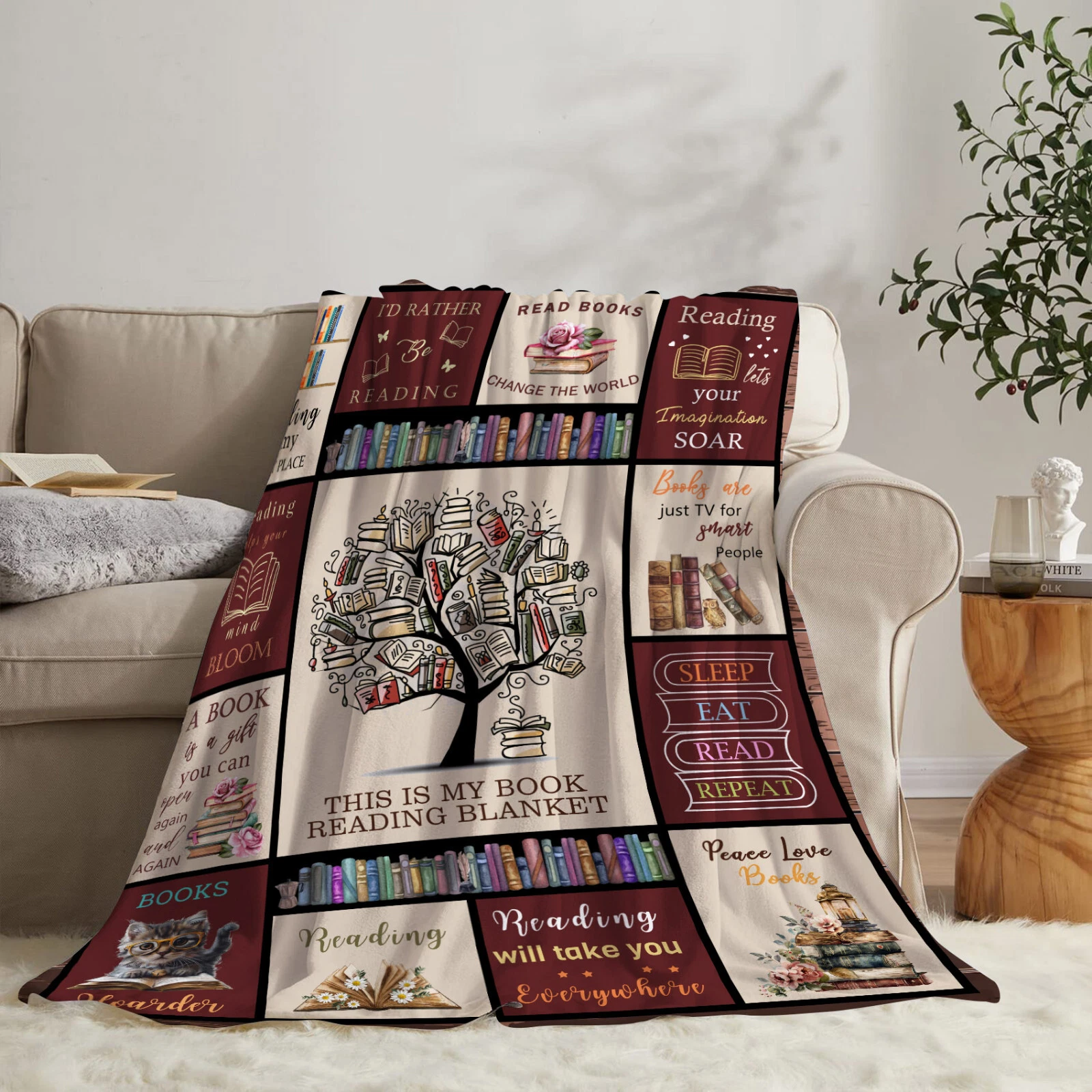 Book Lover Reading Throw Blanket for Couch Bed Sofa Office