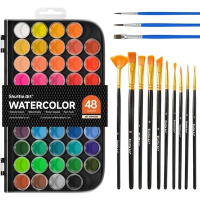 58 Wasserfarben Set, 48 Farben, 13 Pinsel, ungiftig, für Kinder & Erwachsene