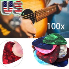 100PCS Guitar Pick Celluloid Thin Acoustic Electric Plectrums Colorful 0.46MM US