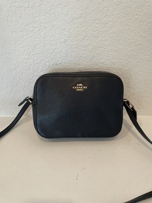 COACH Mini Jamie Camera Bag Black Pebbled Leather Crossbody Gold Hardwares