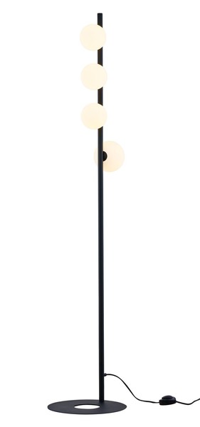 Schwarze Stehlampe Wohnzimmer Metall Glas G9 151 Cm 4-Flammig Klein Stehleuchte-image