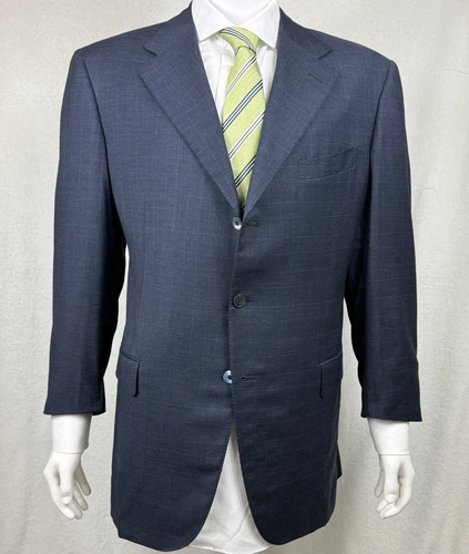 GUCCI Cappotto sportivo ZILLI blu a quadri Super 180's lana con fodera in seta taglia 48 US 58 IT NUOVO SENZA ETICHETTE