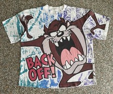 Vintage 1993 Warner Bros Looney Tunes Tasmanian Devil T-Shirt L: 30  W: 27  