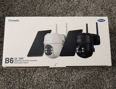 Cinnado B6 White 2K Wireless Security Camera Security W/ Solar Panel 3 Pack- NEW