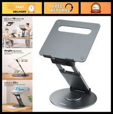 18" Telescopic 360 Rotating Aluminum Laptop Stand - Ergonomic Riser for 10-17"