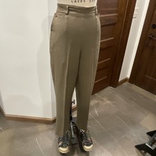 Vintage 40s WOOL GABARDINE Side Zip Pants Womens TROUSERS 32w WW2 Era High Rise