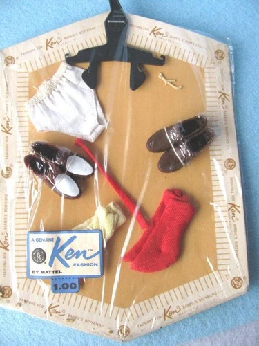 Vintage Ken Doll Pak Accessories 1961 Shoes Socks Tie Briefs Booklet MIP,NRFP