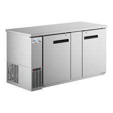 69" Stainless Steel Counter Height Solid Door Back Bar Refrigerator with LED Lig