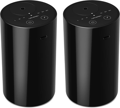 2 Pack AN8 Waterless Diffuser for Essential Oil, Black + Black