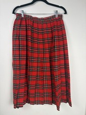 Vintage 1970s Womens Midi Skirt - Modern Size 10 -Red Plaid Tartan Academia Prep