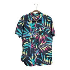 O'neill Aloha Shirt Hawaiian Style Reverse Print Black  Multi-Color Sz XL Flaw