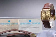 Vintage "NEAR MINT" UNIVERSAL GENEVE 542114 Roman Gold Manual Men's Watch JAPAN