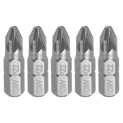 5pcs 1/4'' Hex Shank PZ2 Head 1'' Length Pozi Screwdriver Bits