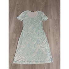 Tommy Bahama Women Dress Aqua Blue Tropical Leaf Pima Cotton Modal Size XS