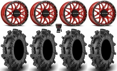 Raceline Krank 15''Wheels Red 32''Terminator Max Tires Kawasaki Mule Pro FXT  KRX