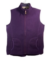Woolrich Fleece Vest Women M Purple Full Zip Pockets Sleeveless