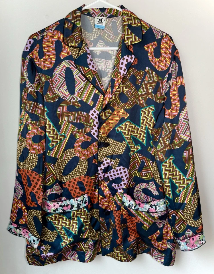 Camisa feminina Missoni pijama top botão para baixo tamanho 42 grande marca italiana de luxo - Imagem 2 de 4
