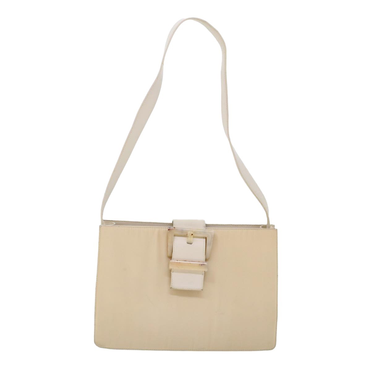 Authentic Prada Beige Synthetic Leather Shoulder Bag