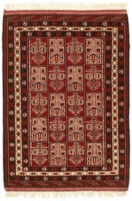 Hand-knotted 3'5'' x 4'11'' Traditional Dark Red Oriental Wool Area Rug