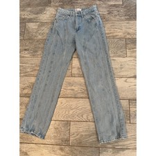 Zara Straight Leg Jeans size 2 Paneled Seam Denim High Rise Womens Boho Hippie