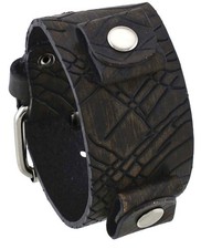 Nemesis EQ-B Krueger Pattern Brown Wide Leather Cuff Wrist Watch Band