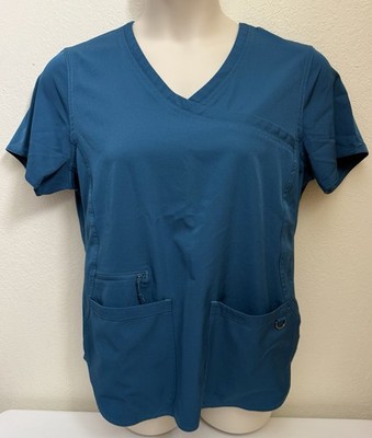 Ava Therese by Zavaté 1057 Womens Size L Teal Scrub Top With Short Sleeves