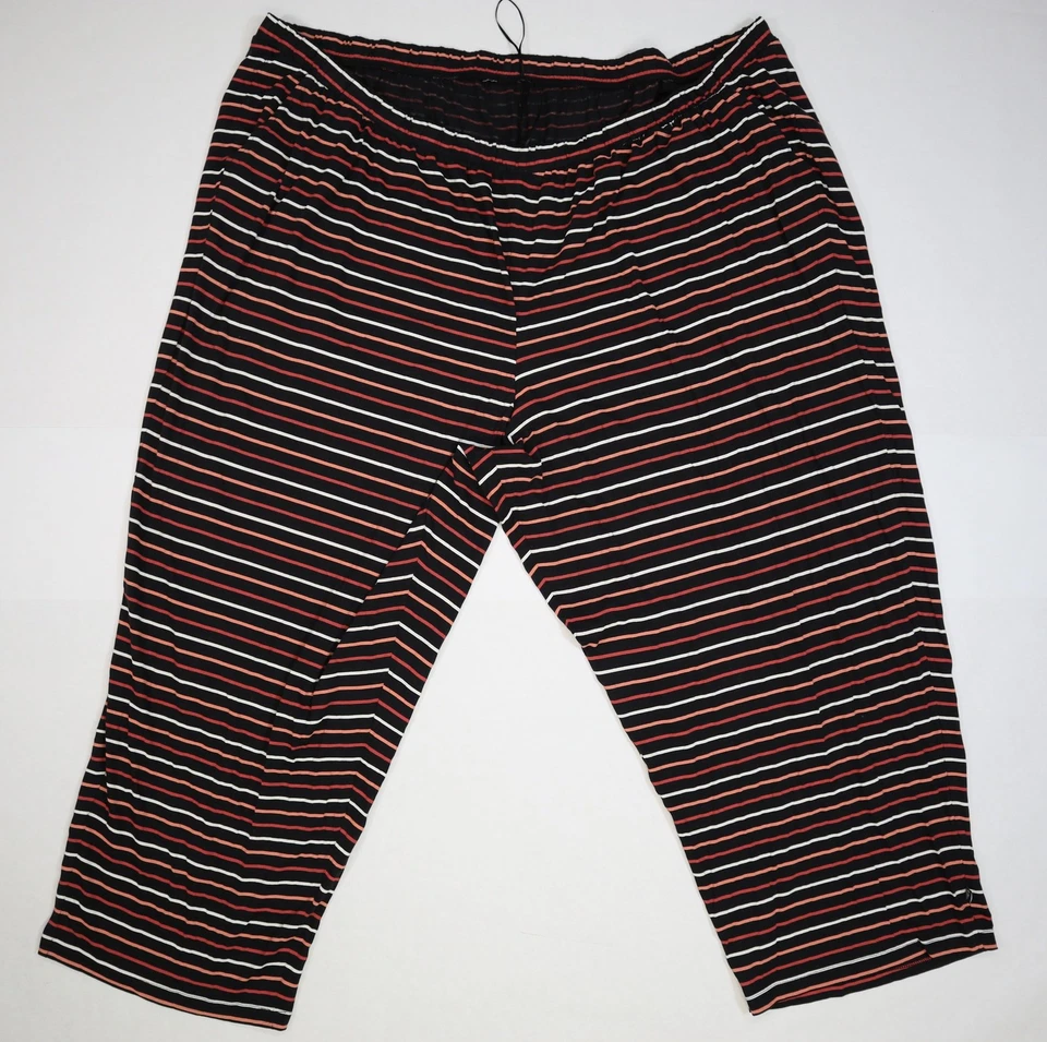 Pantalones Ulla Popken para mujer 2XL 3XL a rayas negro azul verde salón algodón relajado Foto 2 de 4