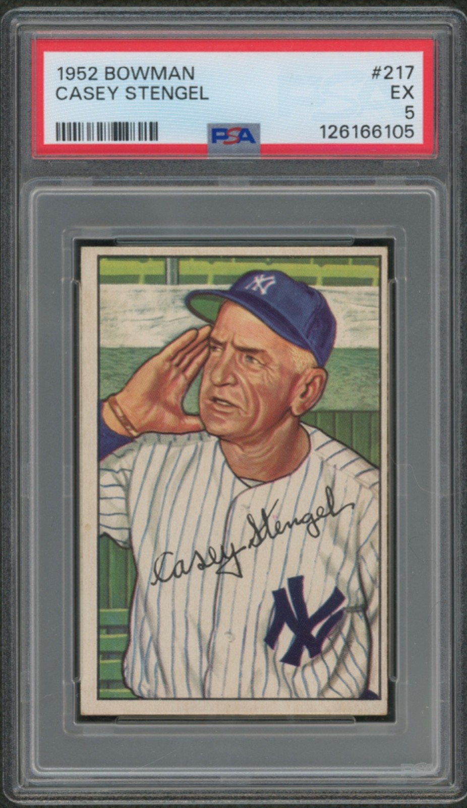 1952 Bowman #217 Casey Stengel HOF New York Yankees PSA 5