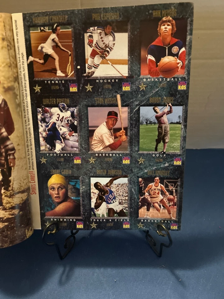 Hoja de tarjeta SI for Kids diciembre 1994 Shawn Kemp cubierta sin cortar con Walter Payton Foto 2 de 4