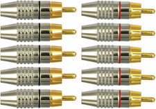RCA Plug Solder Gold Audio Video Connectors 10 Pack 