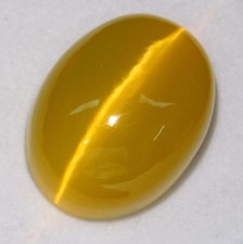 38 Ct  Chrysoberyl Yellow Cats Eye Oval Cabochon Cut Loose Gemstone 23x18x11 mm