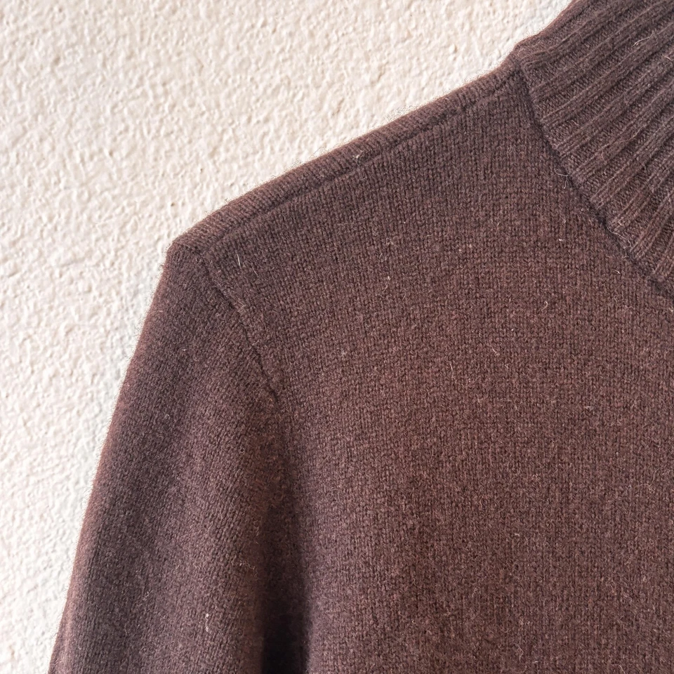 Suéter Chaps Para Hombres Marrón Cuello Simulado Cremallera Completa Talla XL Marrón Lana de Cordero Clásico Foto 4 de 4
