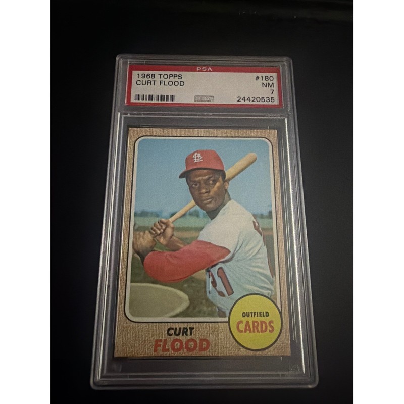 1968 Topps Curt Flood #180 St Louis Cardinals PSA 7 NM Vintage Baseball Card