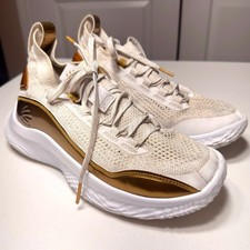 Under Armour Curry Flow 8 Basketball Shoes White Gold 3024457-102 Size 6.5Y
