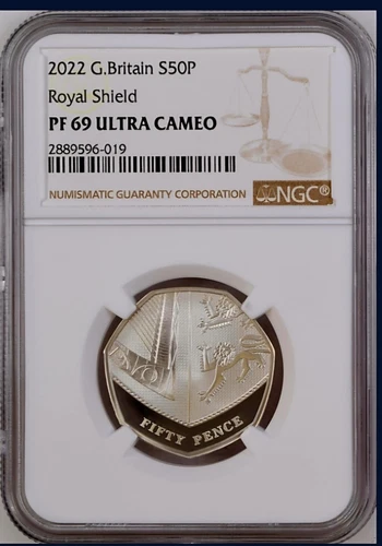 2022 Great Britain Silver 50 Pence Royal Shield NGC PF69 From Silver Proof Set