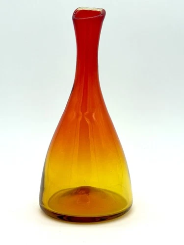 Vintage Blenko Glass 64c Tangerine Amberina Bud Vase MCM HTF Style 1960s