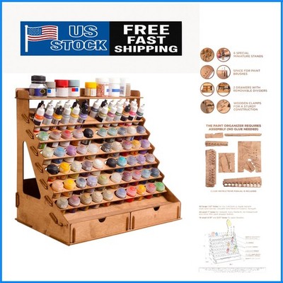 Wooden Paint Organizer for Vallejo, Citadel, Tamiya - Compact & Portable