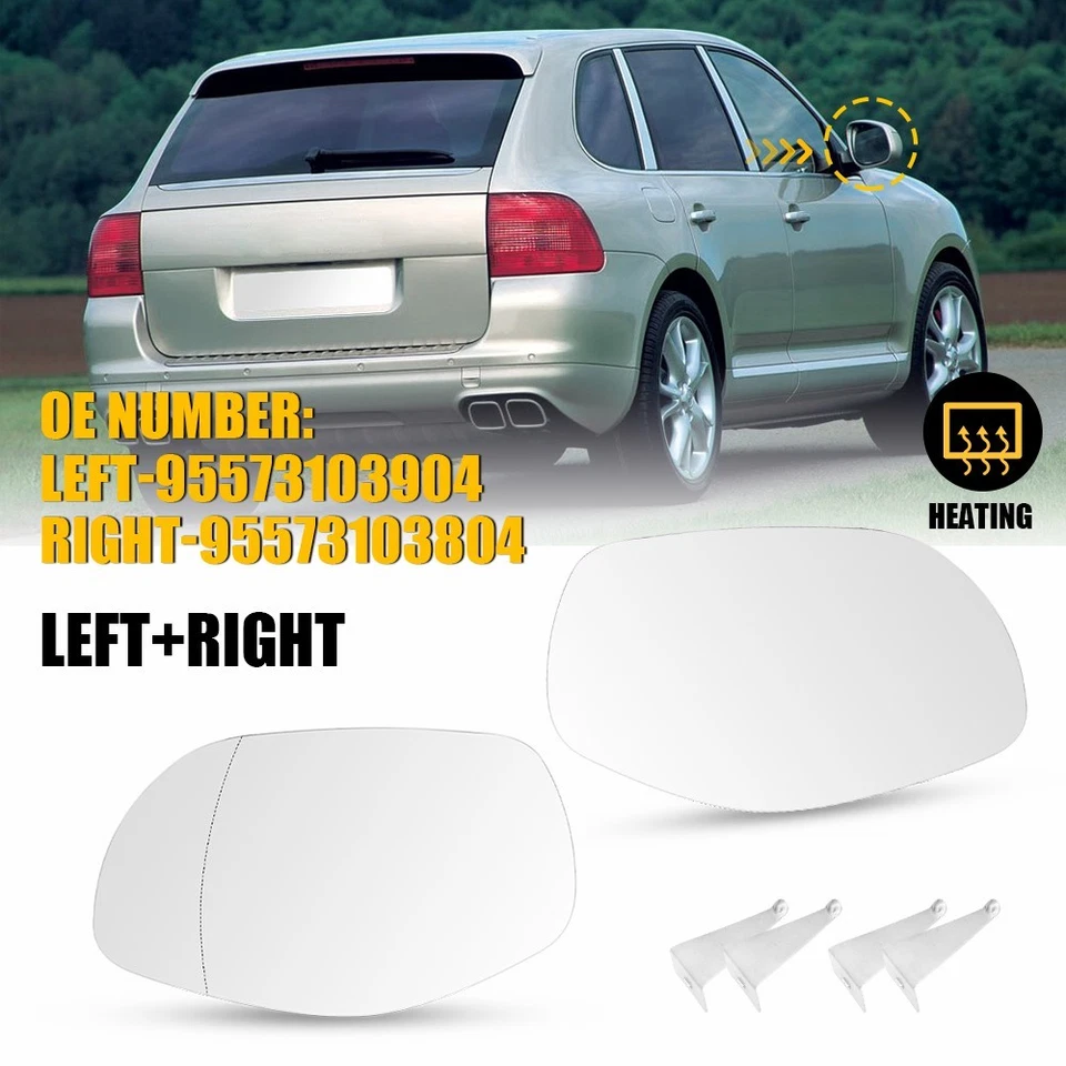 2-20PCS LH+RH Heated Power Mirror Side Glass Clear for Porsche Cayenne 2008-2010 - Image 3 of 4
