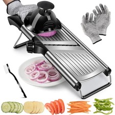 Mandoline Slicer 5-in-1 Stainless Steel Blades Adjustable Vegetable Cutter UK