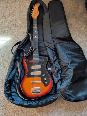 Vintage 70's Harmony H802 Electric Guitar W/ Leather Strap And Carry Bag USA