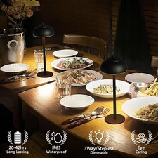 Outdoor Patio Dinner Lighting - Led Cordless Table Lamps Rechargeable 2pk