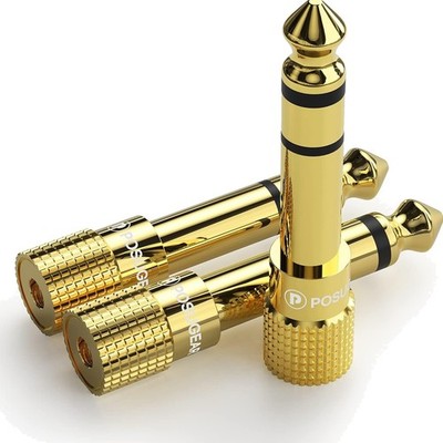 Klinkenadapter 3,5 mm auf 6,3 mm, 3 Stück, Gold, Audio für Kopfhörer Lautspre...