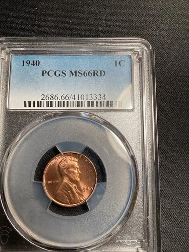Beautiful High Grade 1940 Lincoln Cent.  PCGS GRADED MS66 RED